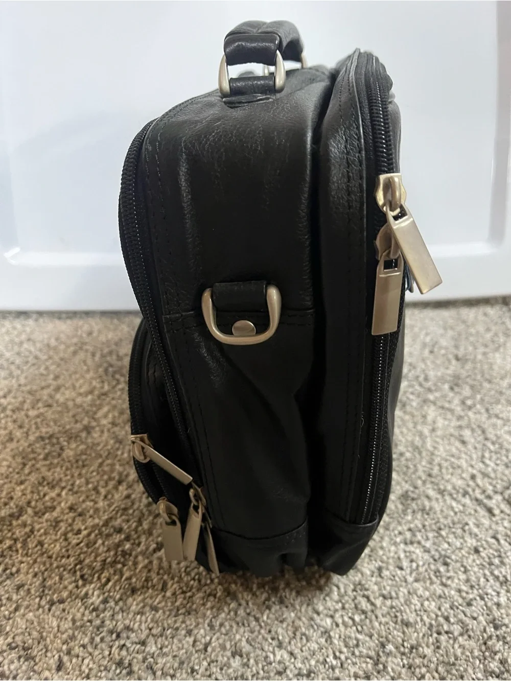 Vintage Wilsons Leather Organizer Bag Crossbody Travel Town Commuter Black Y2K